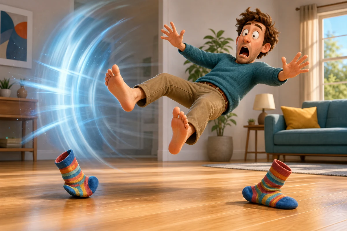 Eine Druckwelle haut einen Mann buchstäblich aus seinen zurückbleibenden Socken